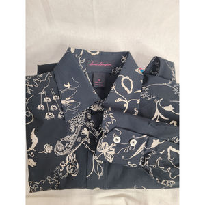 Scott Langton Cotton Floral Dark Blue Shirt S